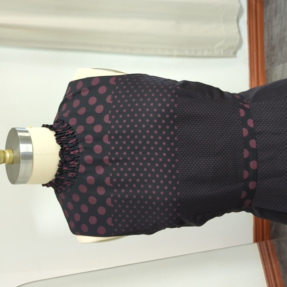 Who What Wear Polka Dot Smock Mock Neck Dress Black Purple L Business casual - Picture 3 of 5